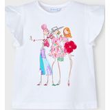Mayoral - T-shirt - Wit - Katoen - Print en Dessin
