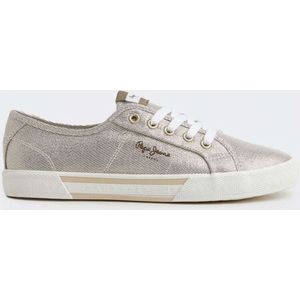 Pepe Jeansvoor vrouwen. PLS31439 Brady Party Basic Sneakers goud (36), Goudkleurig, Plat, Veters, Casual