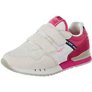 Pepe Jeans London Basic Gk Sneakers voor kinderen, wit/roze, 26 EU, Wit, 26 EU