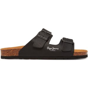 Pepe Jeans - Slippers - Zwart - Materiaal: Hoogwaardige Materialen