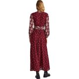 Pepe Jeans - Giomar - Damesjurk - Vloeiende Stof - V-halslijn - Lange Pofmouwen