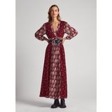 Pepe Jeans - Giomar - Damesjurk - Vloeiende Stof - V-halslijn - Lange Pofmouwen