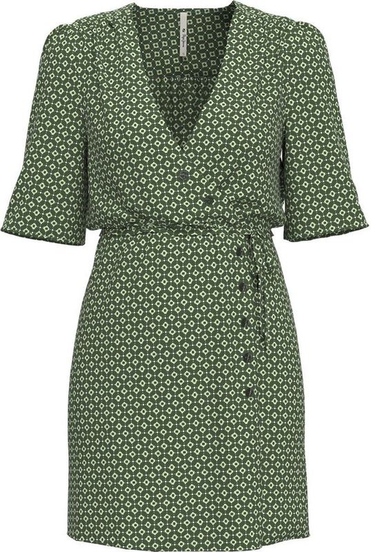 Korte Jurk - Groen - Viscose - Geometrische Print