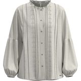 Pepe Jeans - Galena - Blouse - Wit - Lange Pofmouwen, Ronde Hals, Knoopsluiting