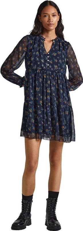 Pepe Jeans - PL953394 - Jurk - Marineblauw - Polyester - Lange Mouwen