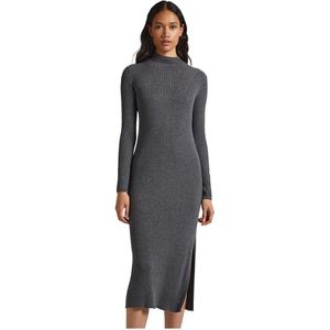 Pepe Jeans - Geribde Midi-Jurk - Grijs - Katoen - Lange Mouwen
