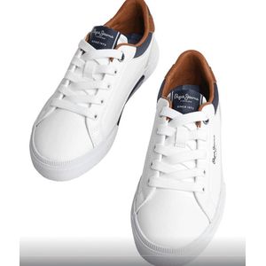 Pepe Jeans Kenton Court B Sneaker voor jongens, Wit, 35 EU