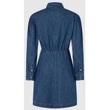 Pepe Jeans - PL953449 Julie - Midi-jurk - Blauw - Casual - Katoen - Denim - Lange Mouwen