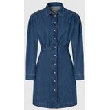 Pepe Jeans - PL953449 Julie - Midi-jurk - Blauw - Casual - Katoen - Denim - Lange Mouwen