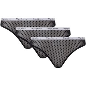 Pepe Jeans Dot 3p Thong Tanga, zwart (black), XL voor dames, Zwart, XL