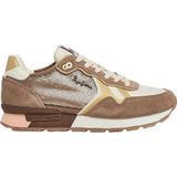 Pepe Jeans Dames Brit Pailletten W Sneaker, Bruin (Zand Beige), 5 UK, Bruin Zand Beige, 5 UK