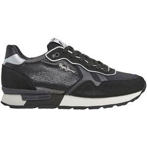 PEPE JEANS Brit Pailletten W Sneakers voor dames, zwart., 37 EU