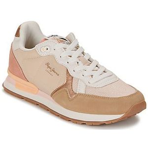 Pepe Jeans Dames Brit Mix W Sneaker, Bruin (Zand Beige), 8 UK, Bruin Zand Beige, 42 EU