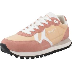 Pepe Jeans, Schoenen, Dames, Oranje, 38 EU, Stijlvolle Print Sneakers voor Modieuze Vrouwen