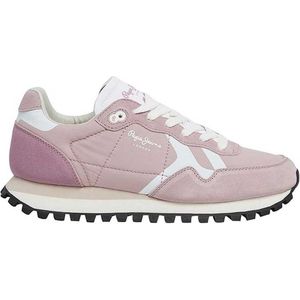 Pepe Jeans - Brit-on Print Sneakers - Roze - Buitenkant 60% Polyester, 40% Koeiensuède