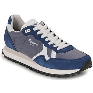 Pepe Jeans Heren Brit-On Print M Sneaker, blauw (donker denim blauw), 8 UK, Blauw Donker Denim Blauw, 42 EU