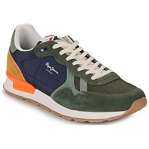 Pepe Jeans Heren Brit Mix M Sneaker, Groen (Kaki Groen), 6 UK, Groen Kaki Groen, 6 UK