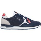 Pepe Jeans - PMS40007 Brit Road - Leren Sneakers - Marineblauw - Leer - Casual