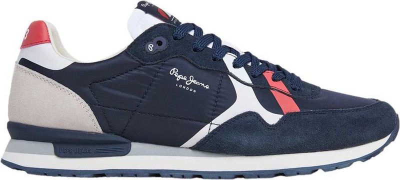 Pepe Jeans - PMS40007 Brit Road - Leren Sneakers - Marineblauw - Leer - Casual