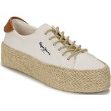 Pepe Jeans - PLS10412 - Sneakers - Wit - Stof - Vetersluiting - Casual