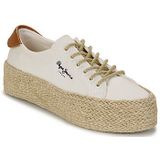Pepe Jeans - PLS10412 - Sneakers - Wit - Stof - Vetersluiting - Casual