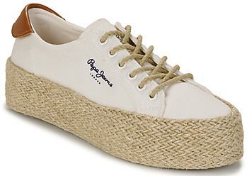 Pepe Jeans - PLS10412 - Sneakers - Wit - Stof - Vetersluiting - Casual