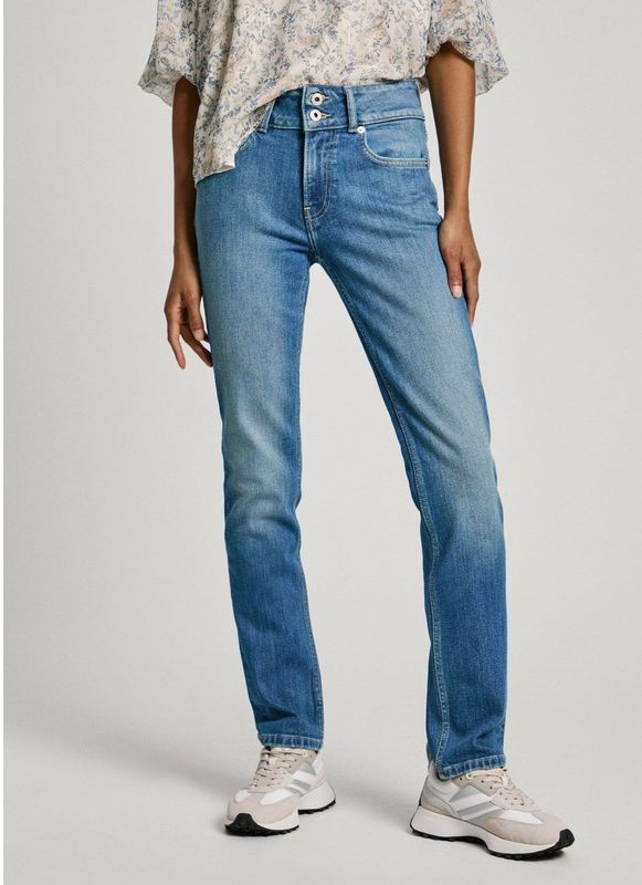 Pepe Jeansvoor vrouwen. PL204735PG0 Jeans Slim Mw blauw (26/34), Casual, Katoen, Denim, Duurzaam