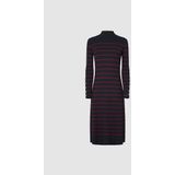 Pepe Jeans - Dames Midi Jurk - Veelkleurig - Geribbeld Gebreid - Knoopdetail