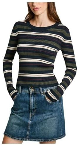 Pepe Jeans - Casual Trui - Veelkleurig - Viscose - Geribde Details