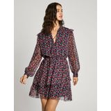 Pepe Jeans - Dames Jurk - Veelkleurig - Polyester - Bloemenprint met Transparante Mouwen