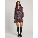 Pepe Jeans - Dames Jurk - Veelkleurig - Polyester - Bloemenprint met Transparante Mouwen