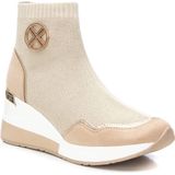 Xti - 14146702 - Enkellaarsjes - Beige - Wig van 7 cm - Casual