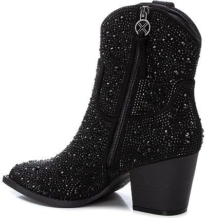 Xtivoor vrouwen. 14172301-NEGRO Enkellaarsjes 141723 zwart -hielhoogte: 7cm (37), 5 tot 8 cm, Ritssluiting, Casual, Imitatieleer