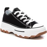 REFRESH 172477 Trainer - Zwart - Canvas - Damestrainer met Verstelbare Veters