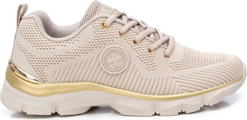 Xti - 14361401-BEIGE - Sportschoenen - Beige - Stof - Plat - Veters - Casual