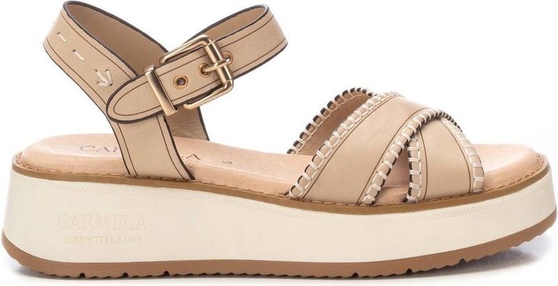 Carmela - 16224702 - Sandalen - Beige - Leer - Gesp - Casual