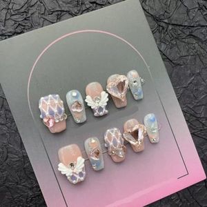 Handgemaakte nagelslijtage en echte schot engelenvleugels nagelpatch afneembaar en herbruikbaar (maat : L)