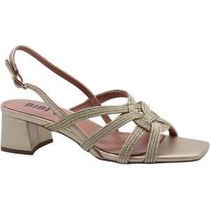 Bibi Lou - Sandalettes - Goud - Textiel en Imitatieleer - Blokhak