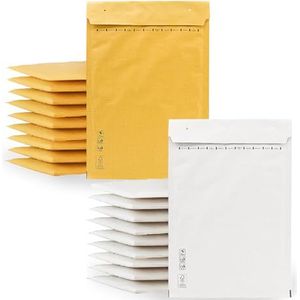Gewatteerde enveloppen, gewatteerde enveloppen, luchtkussenenveloppen in licht en wit, enveloppen in verschillende maten, enveloppen m-office (180 x 260 mm, 20 stuks)