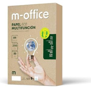 Papier gerecycled DIN A4, verpakking met A4-vellen 80 g, papier voor kopieerapparaat en printer, verpakking met 250 vellen A4 100% gerecycled papier · m-office (1 verpakking), MOF0219, Transparant