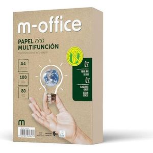 m-office papier, DIN A4, 80 g, gerecycled papier voor kopieerapparaten en printers, verpakking van 250 vellen A4, 100% gerecycled, m-office (100 vellen)
