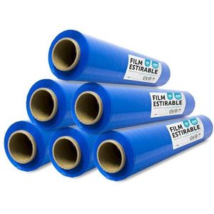 6 stuks blauwe folie voor verhuisdozen, meubel- en verzendbescherming, afmetingen 50 cm x 200 m rekbaar · m-office (blauw, 6 stuks)