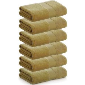 PADUANA Set van 6 handdoeken, 30 x 50 cm, olijfgroen, 100% gekamd katoen, zacht, snel en maximaal absorptievermogen, verkrijgbaar als badhanddoek, washandje, badhanddoek en badhanddoek
