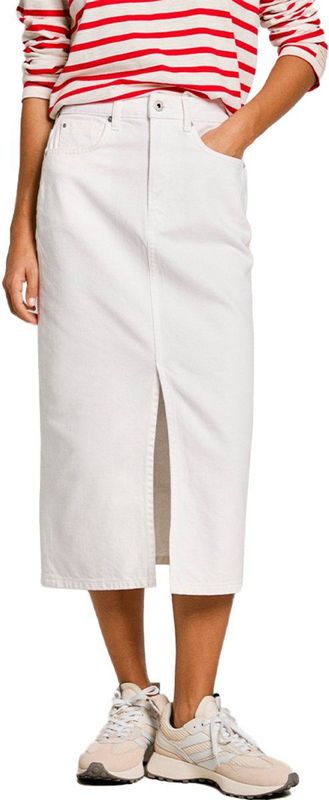 Spijkerrok - Wit - Katoen - Hoge Taille met Split