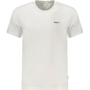 Katoen T-shirt - Wit - PEPEJEANS - Korte Mouwen - Ronde Hals