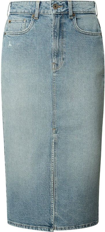 Pepe Jeans - PL9011862WB - Midi Rok - Blauw - Casual - Katoen - Denim