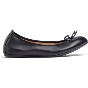 UNISA ACOR Dames Ballerina's - BLACK - Leer - Rimpeldetail en Ronde Neus