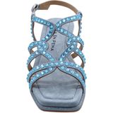 Alma EN Pena - Dames Muiltjes - Blauw - Leer - Strass-Beugel en Ronde Teen