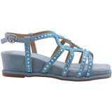 Alma EN Pena - Dames Muiltjes - Blauw - Leer - Strass-Beugel en Ronde Teen