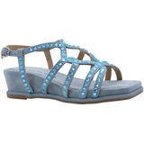 Alma EN Pena - Dames Muiltjes - Blauw - Leer - Strass-Beugel en Ronde Teen